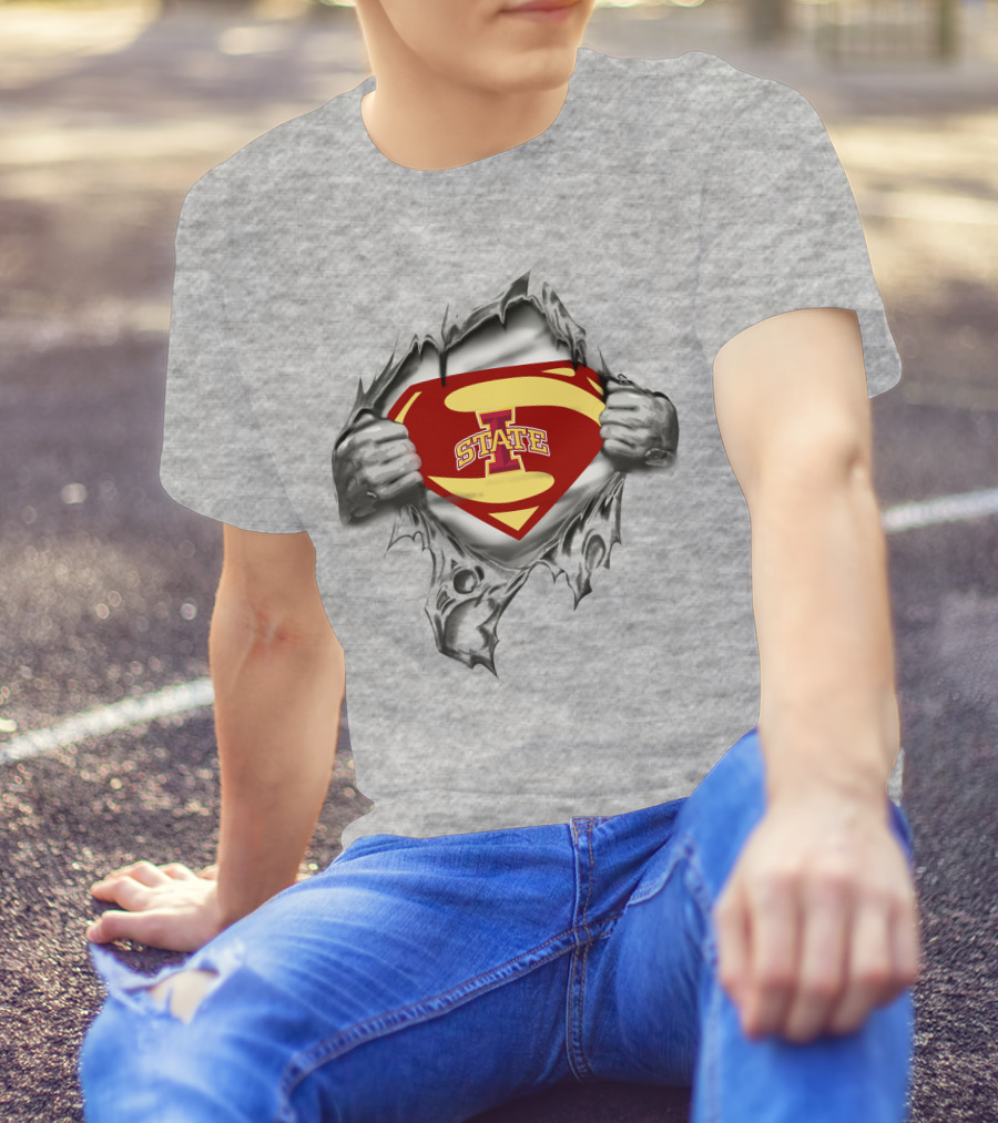 Iowa State Superman Logo Fusion With Torn T-Shirt