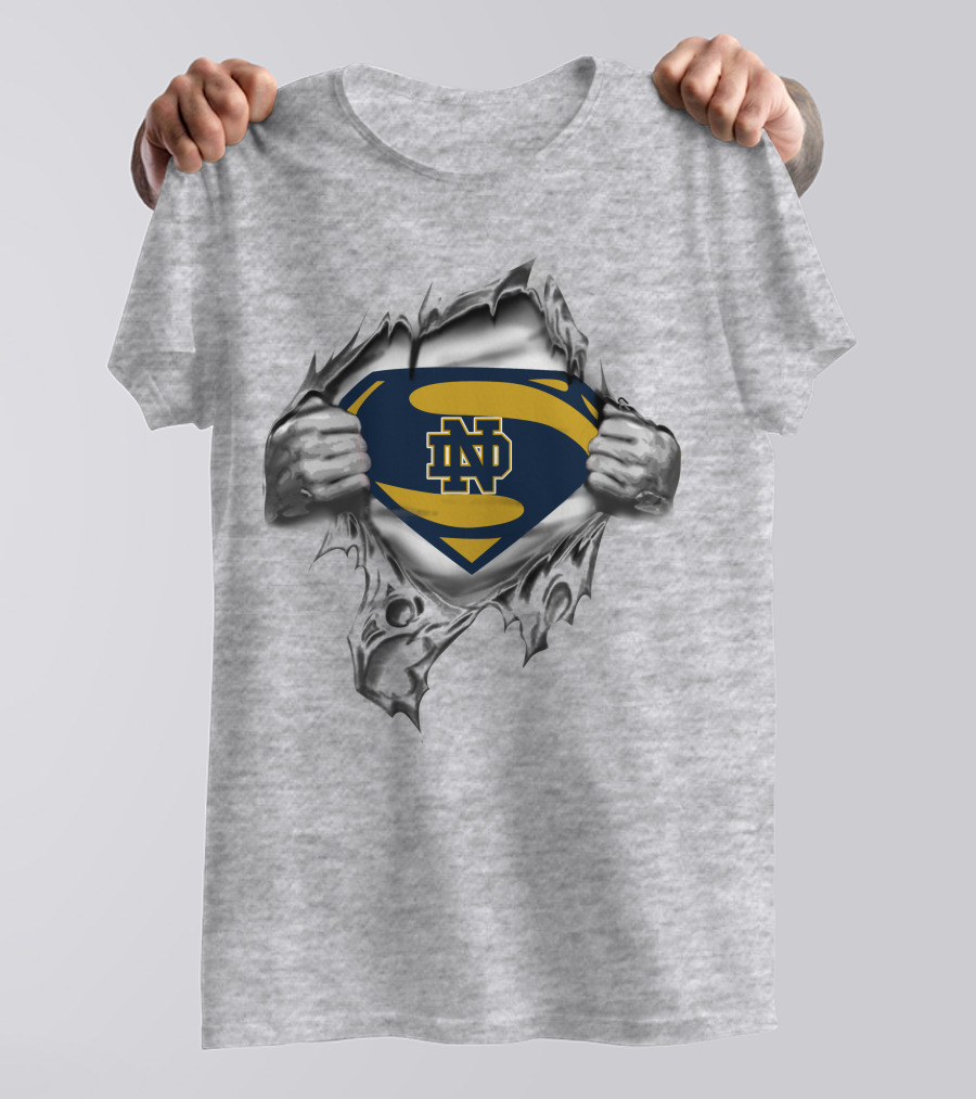 Notre Dame ND Superman Shield Under Ripped T-Shirt