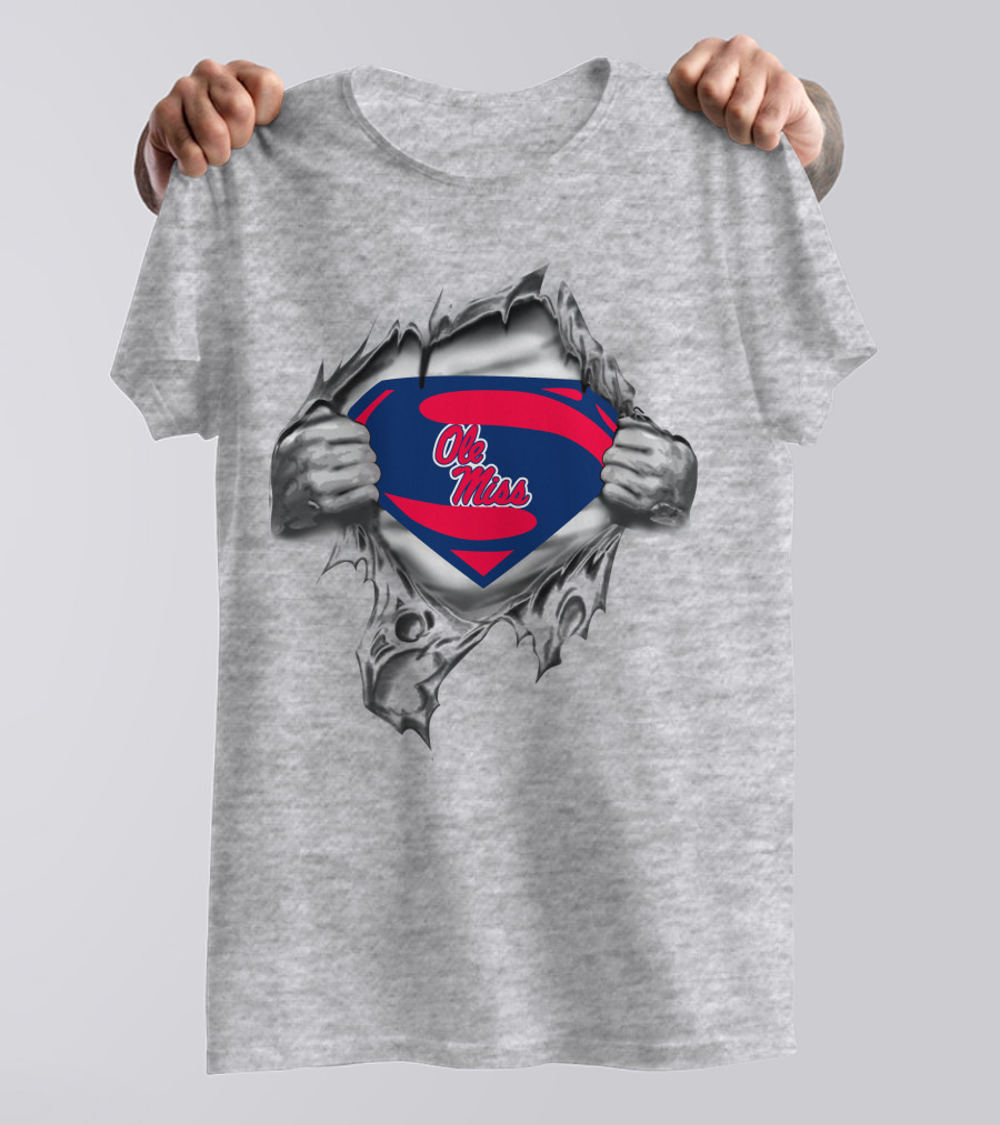 Ole Miss Superman Logo Ripped Chest T-Shirt