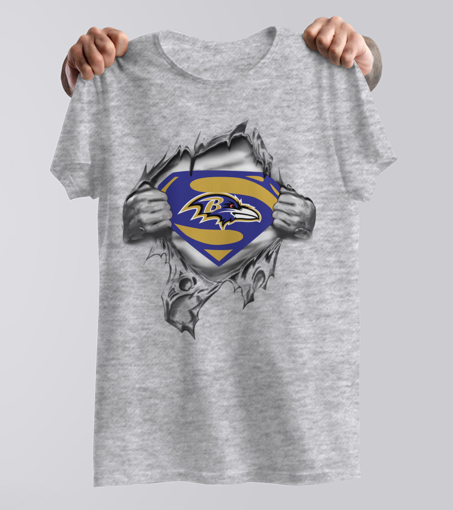 Ravens Logo Superman Shield T-Shirt