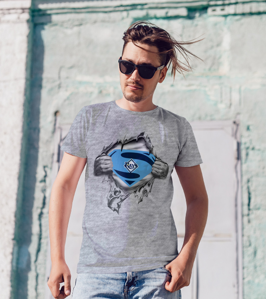 Rays Baseball Superman Shield Peeling Back Layers T-Shirt