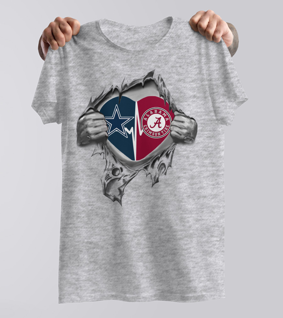 Cowboys Star Alabama Crimson Tide Heart T-Shirt