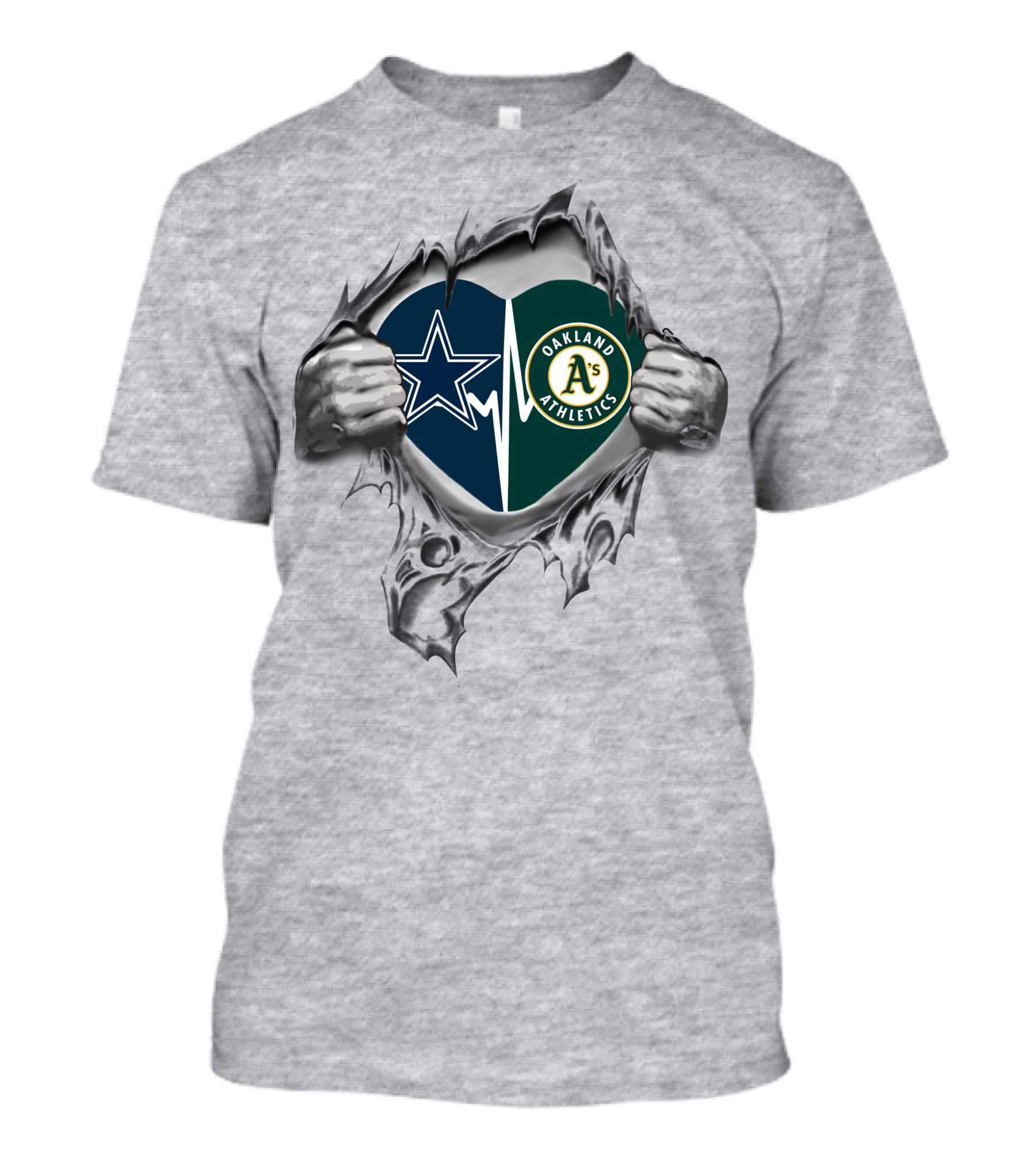 Dallas Cowboys And Oakland Athletics Heart T-Shirt