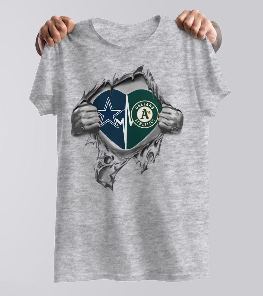 Dallas Cowboys And Oakland Athletics Heart T-Shirt