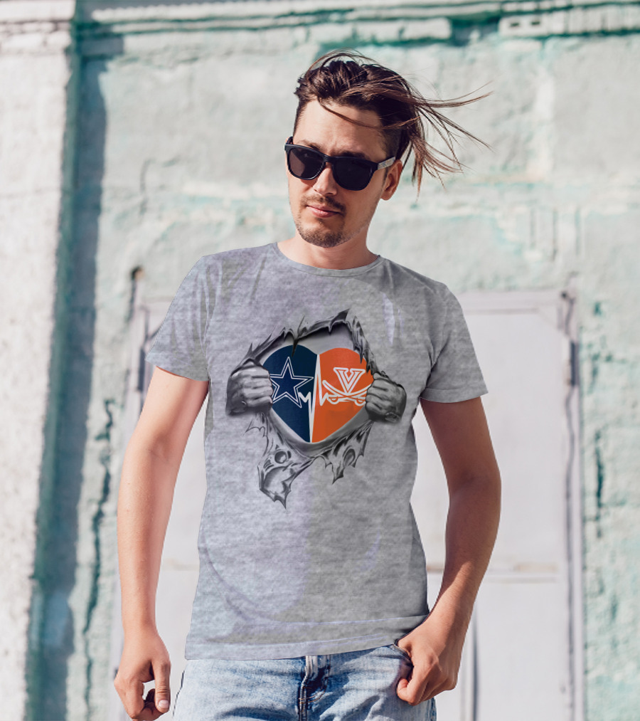 Cowboys Cavaliers Heart With Star And V Emblems T-Shirt