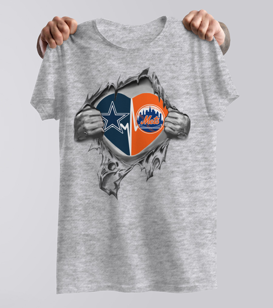 Cowboys Mets Heart Logo Ripped T-Shirt