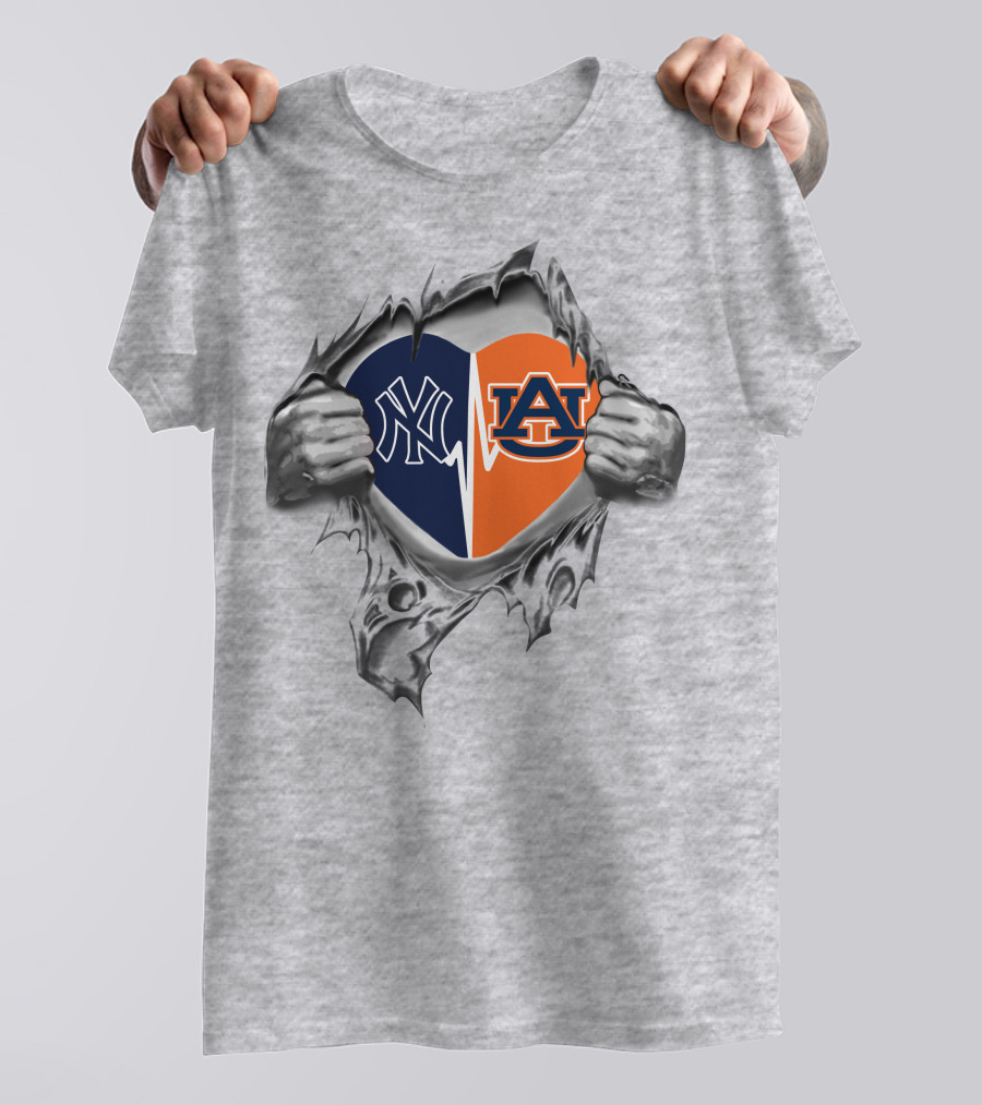 2 Front Yankees Auburn Heart Yankees Auburn T-Shirt