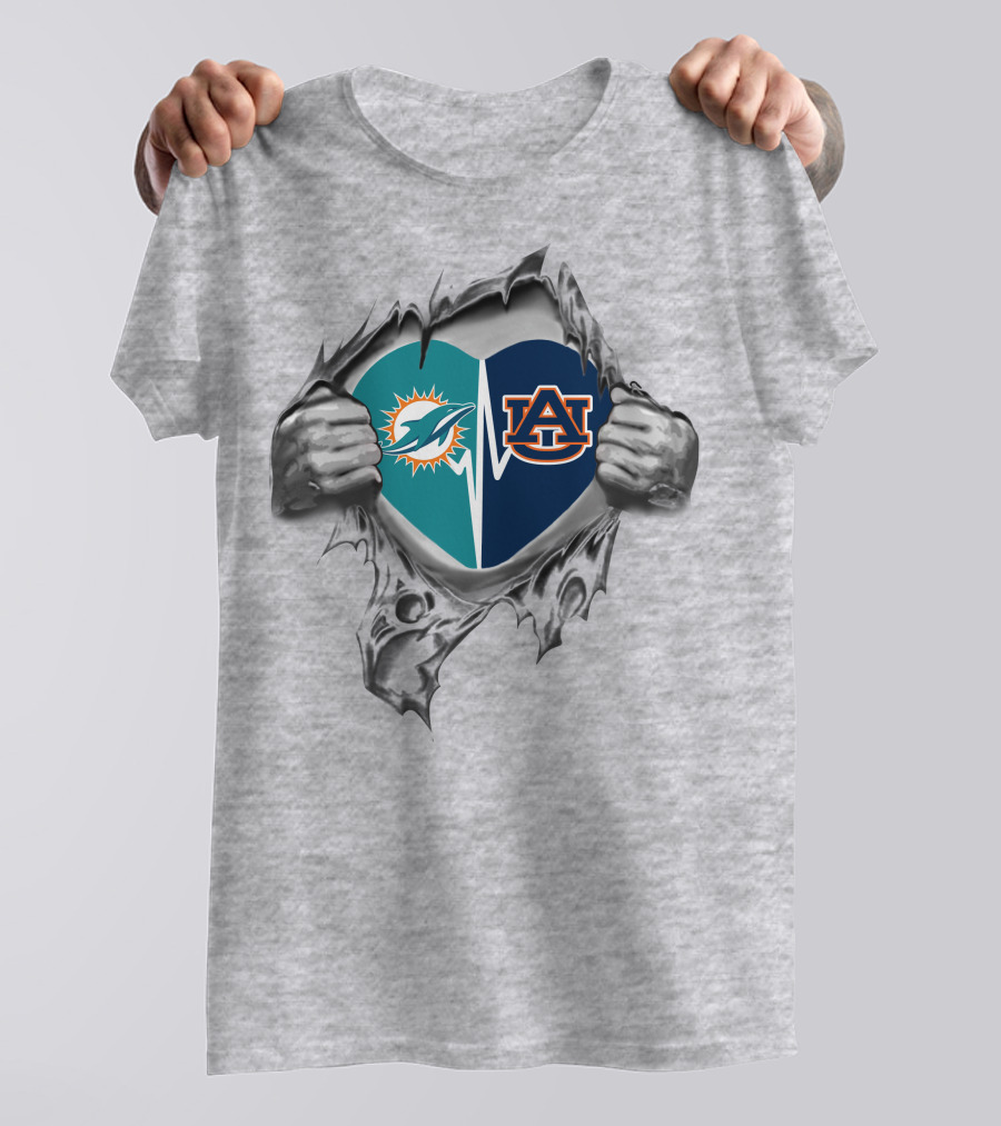 Auburn Heart Dolphins Miami Its In My Heart Auburn T-Shirt