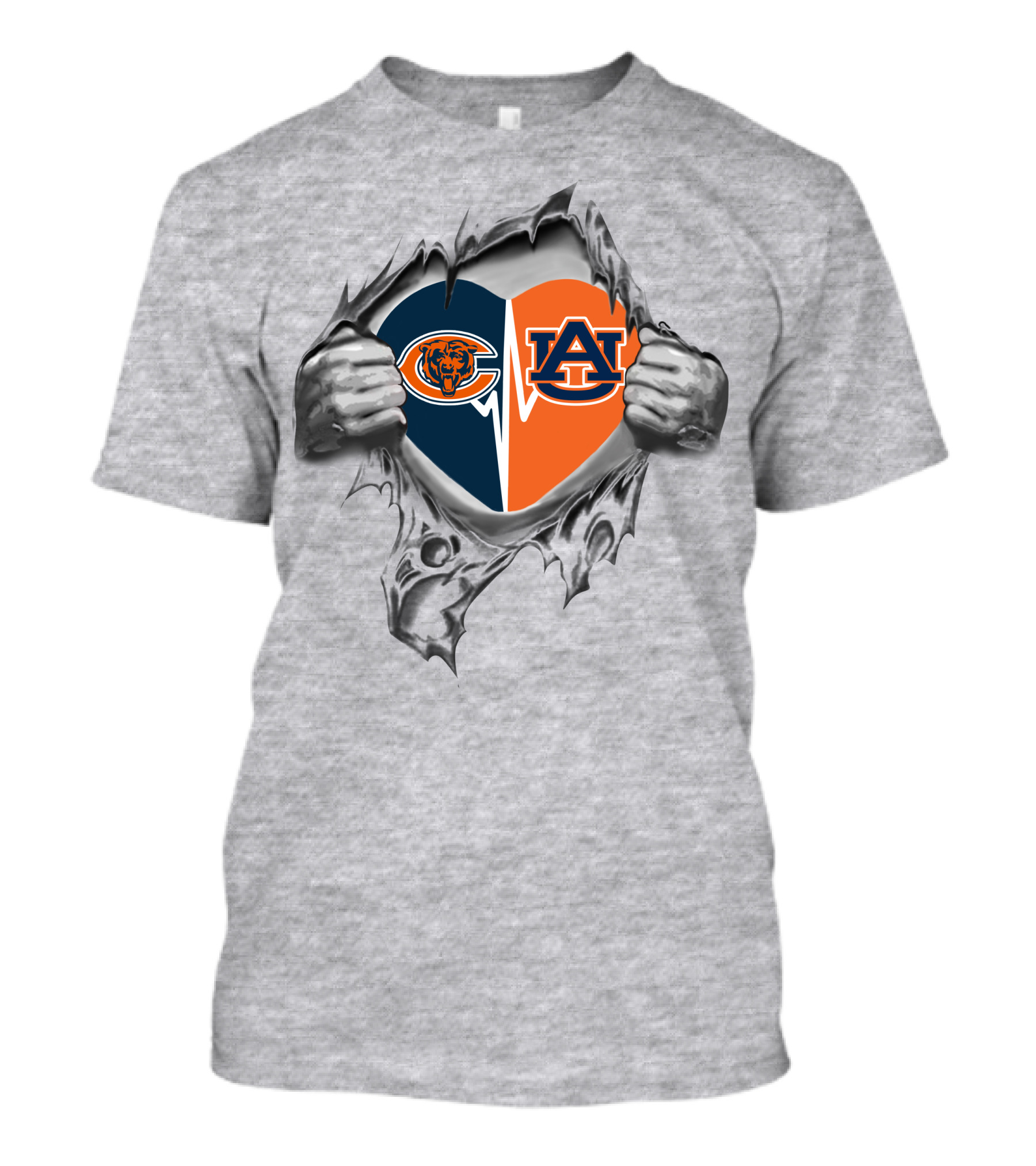 Bears Auburn Heart Chicago Bears Logo Auburn University T-Shirt