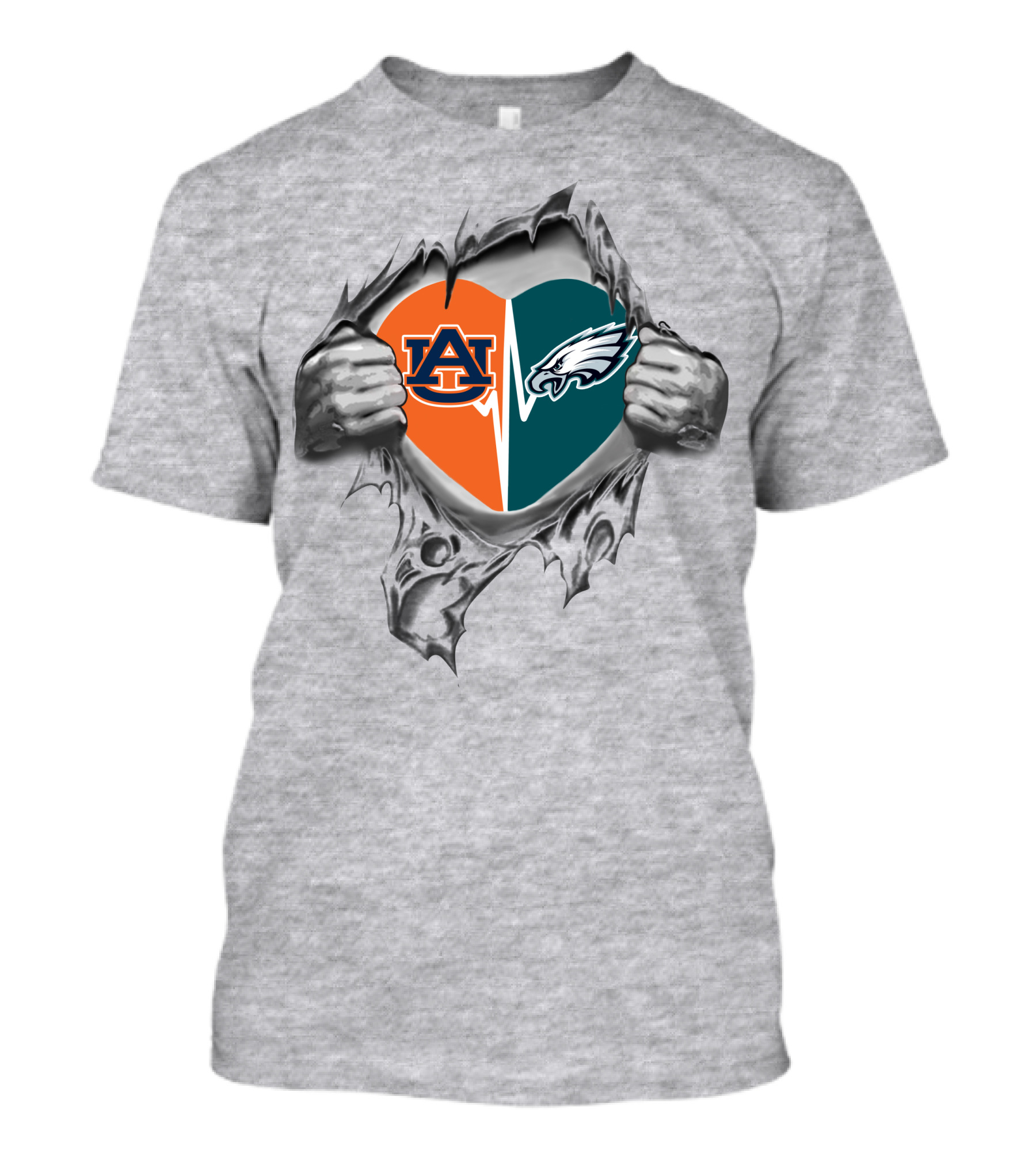 Auburn Tigers And Philadelphia Eagles Heart T-Shirt