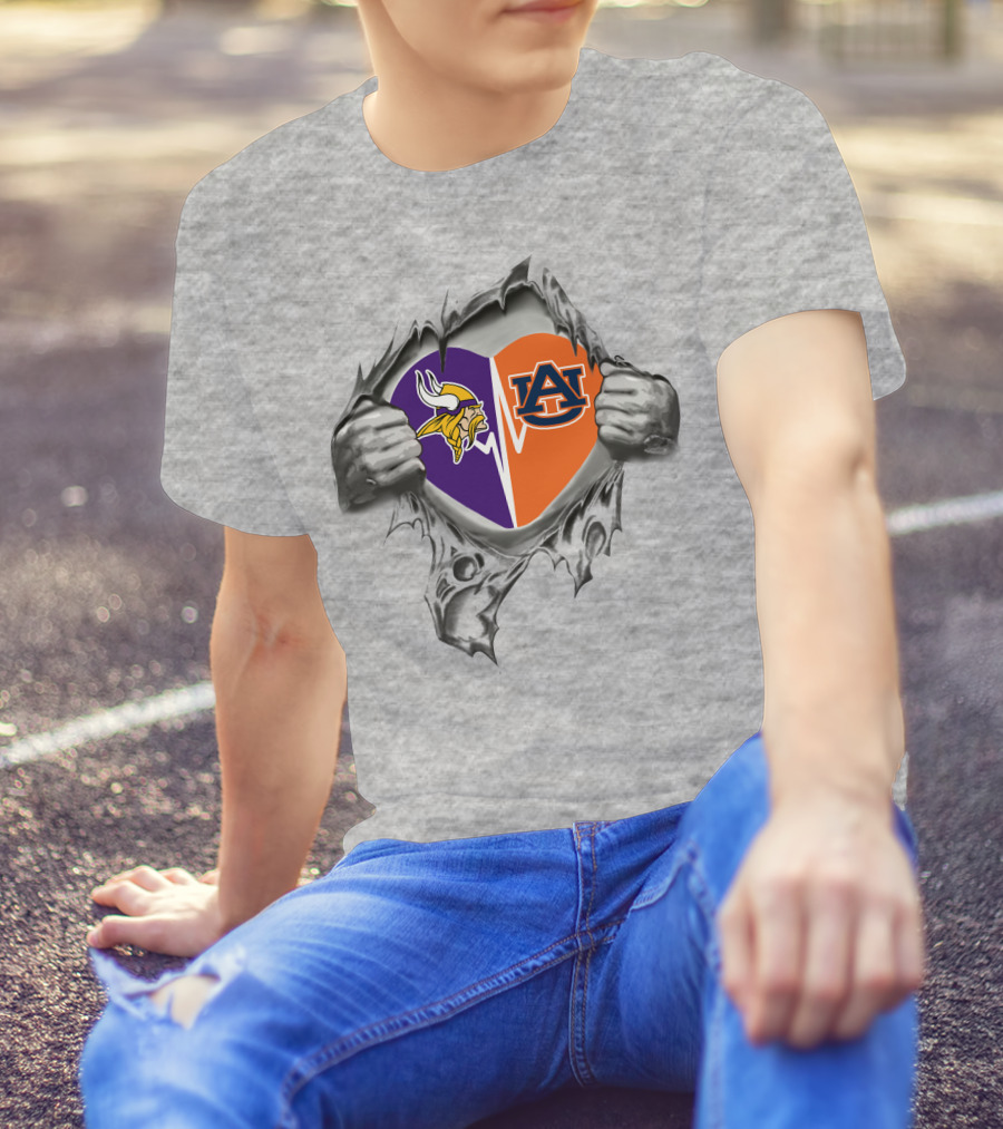 Vikings Auburn Heart Design It's In My Heart T-Shirt