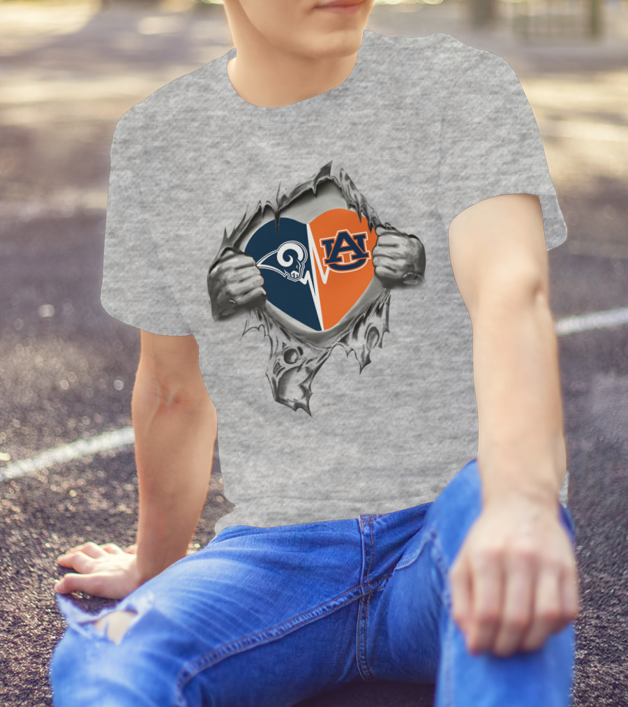 Rams Auburn Heart Tearing Open T-Shirt