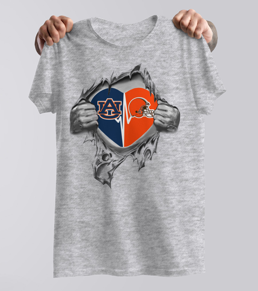 Auburn Tigers Cleveland Browns Heart T-Shirt