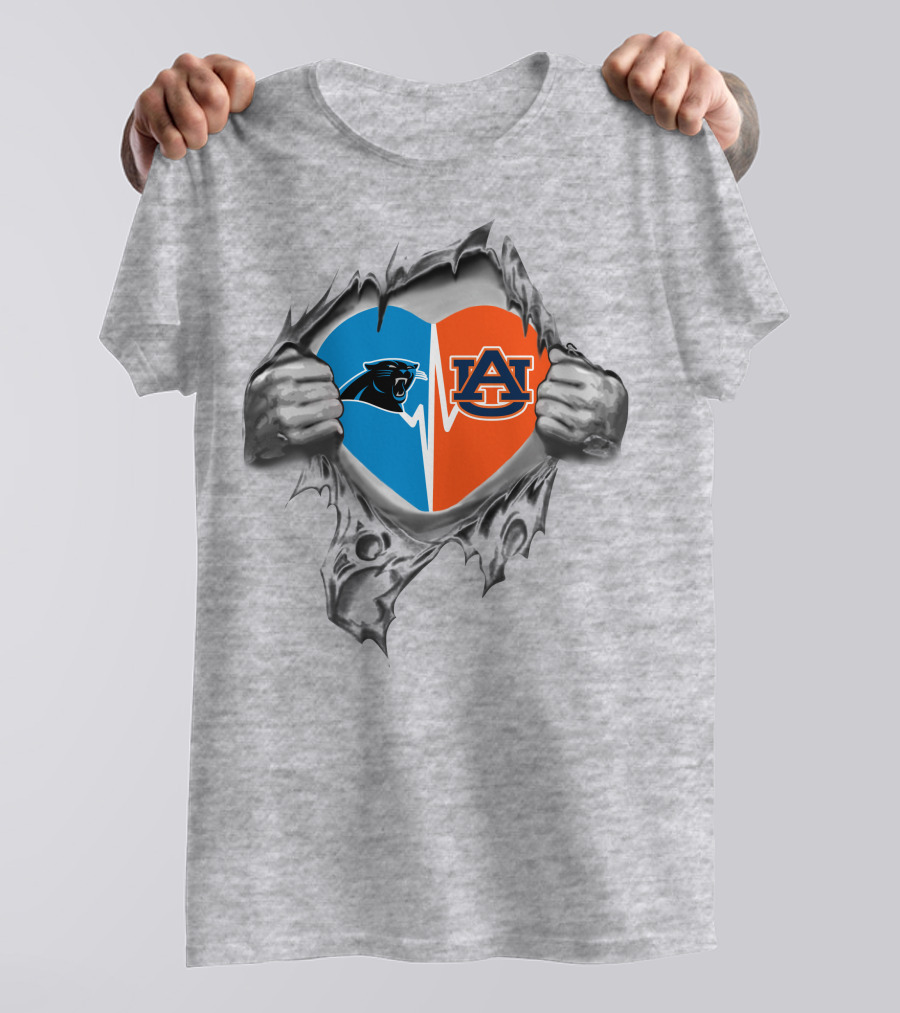 Panthers Auburn Heart Logo Dual Pride T-Shirt