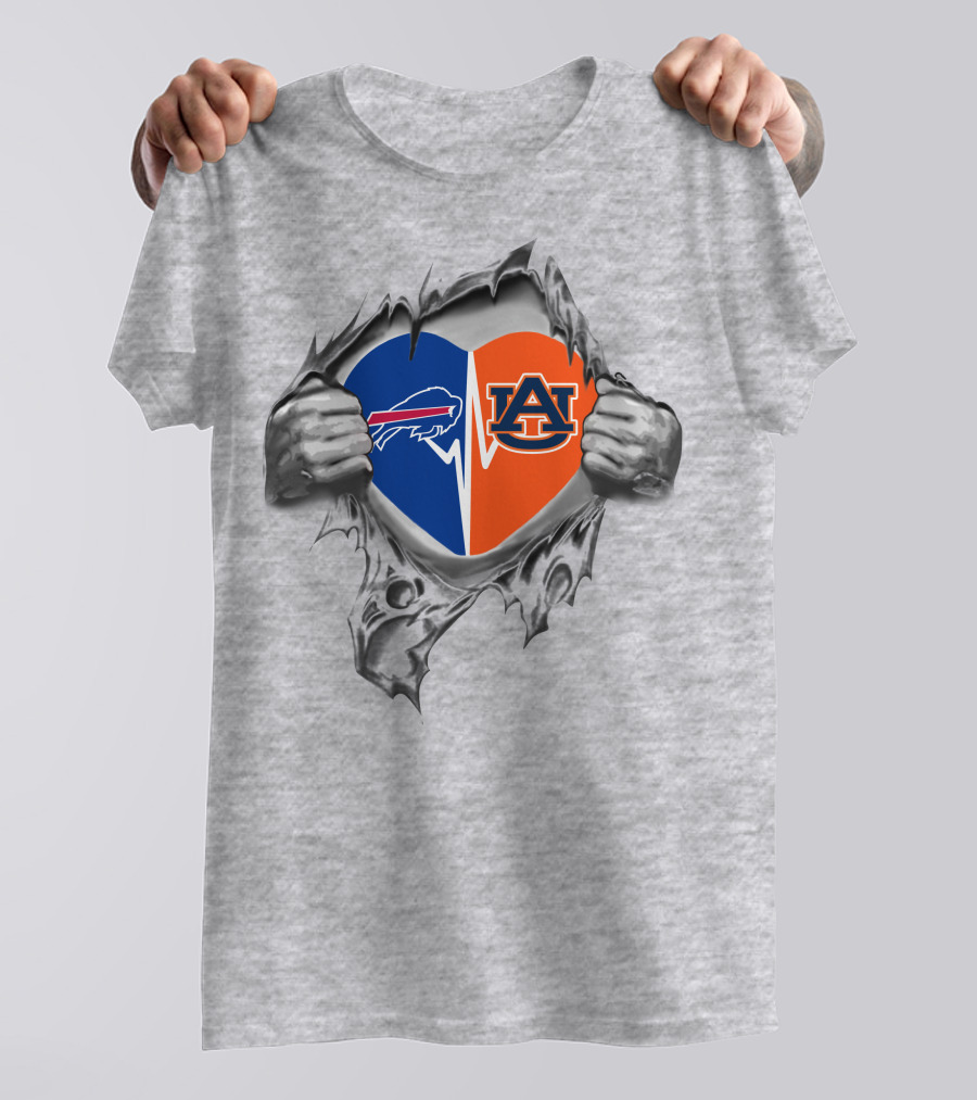 Bills Auburn Heart Split Buffalo Bills Auburn Tigers T-Shirt