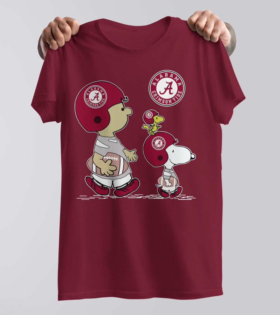 Alabama Crimson Tide Snoopy Peanuts Football Charlie Brown Woodstock T-Shirt