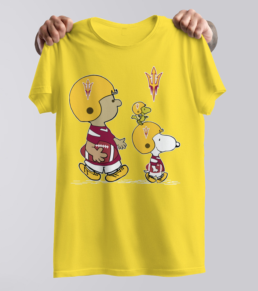 Arizona State Sun Devils Peanuts Football Players Charlie Brown Snoopy Woodstock T-Shirt