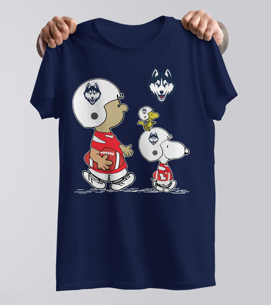 Connecticut Huskies Football Snoopy Woodstock Peanuts T-Shirt