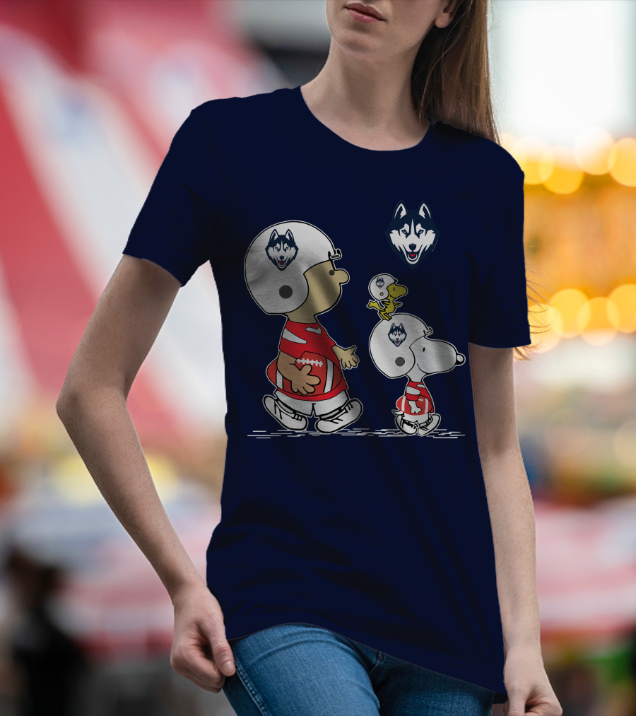 Connecticut Huskies Football Snoopy Woodstock Peanuts T-Shirt