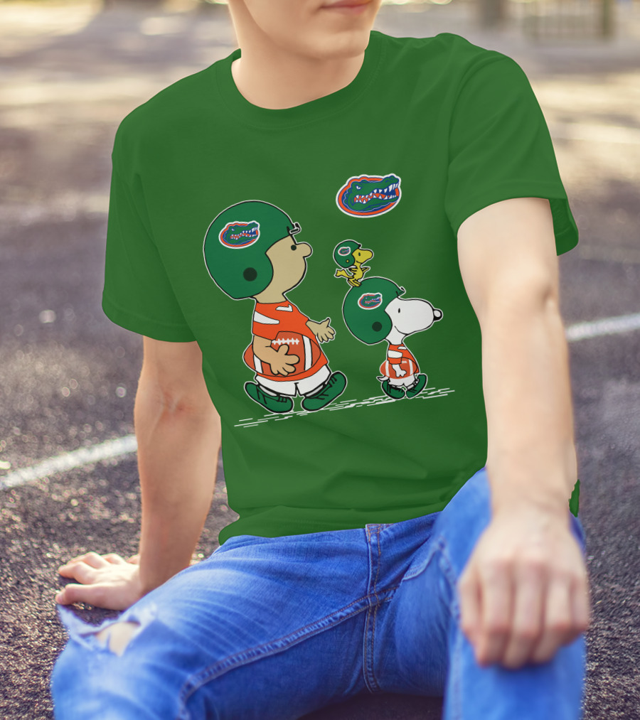 Florida Gators Snoopy And Woodstock Football Helmets T-Shirt