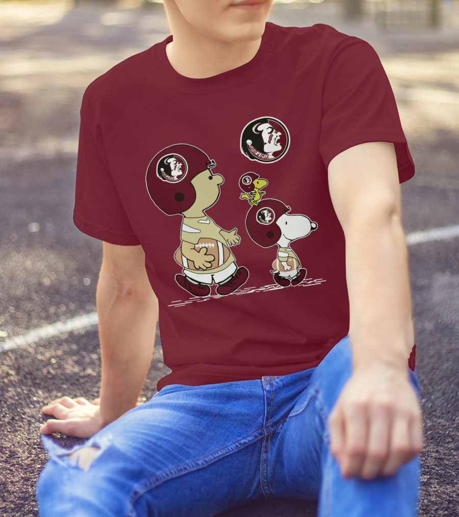 FSU Seminoles Snoopy And Woodstock Football Helmet T-Shirt