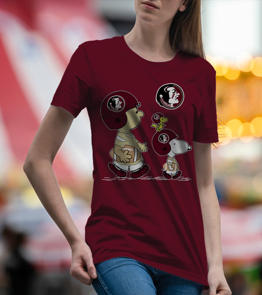 FSU Seminoles Snoopy And Woodstock Football Helmet T-Shirt