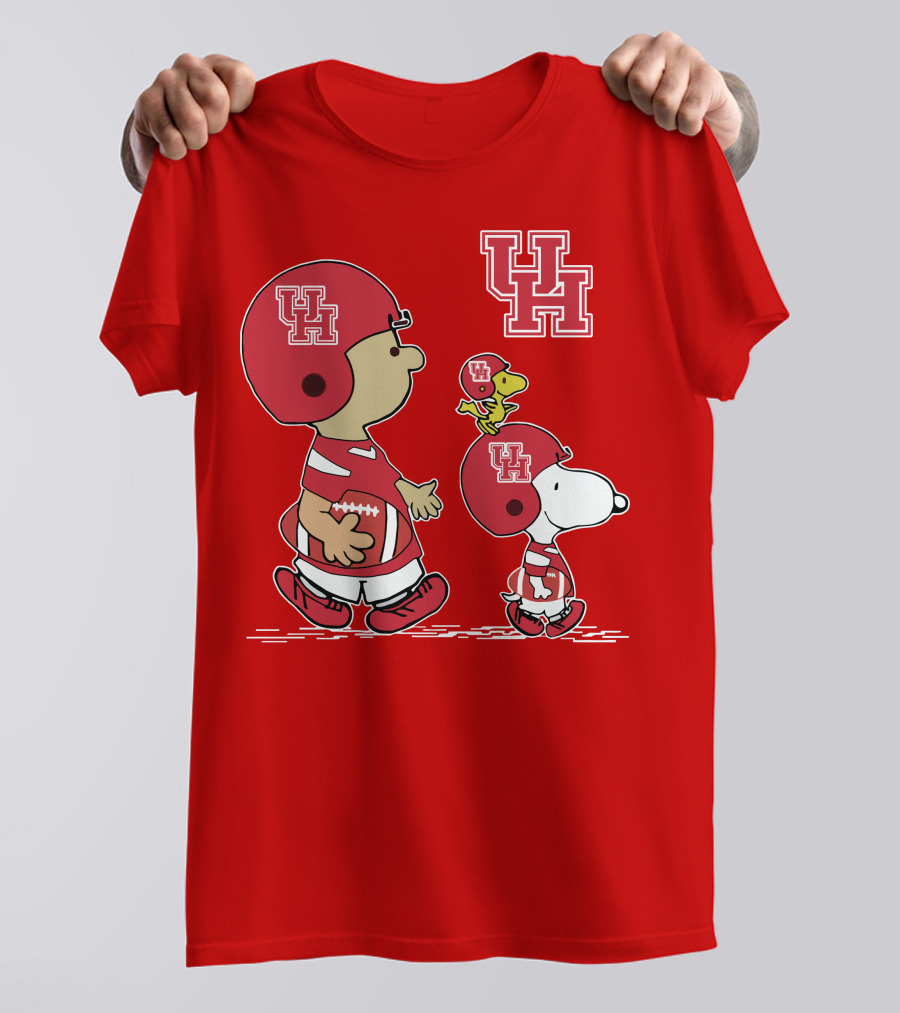 Houston Cougars Snoopy Peanuts Football Characters T-Shirt