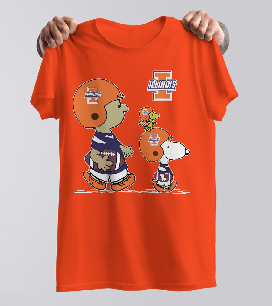 Illinois Fighting Illini Snoopy Woodstock Charlie Brown Football T-Shirt