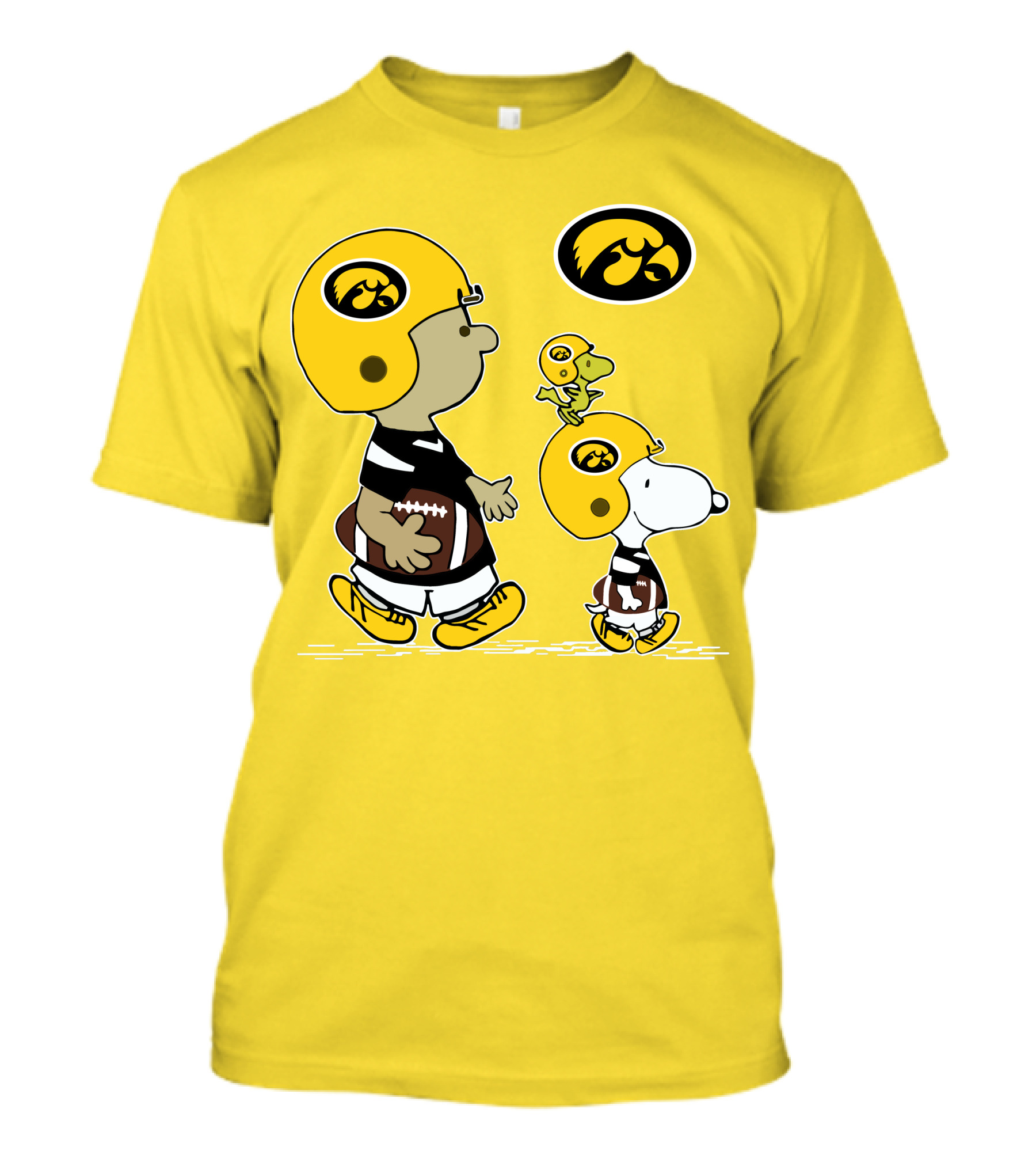 Iowa Hawkeyes Snoopy With Woodstock In Football Helmets T-Shirt