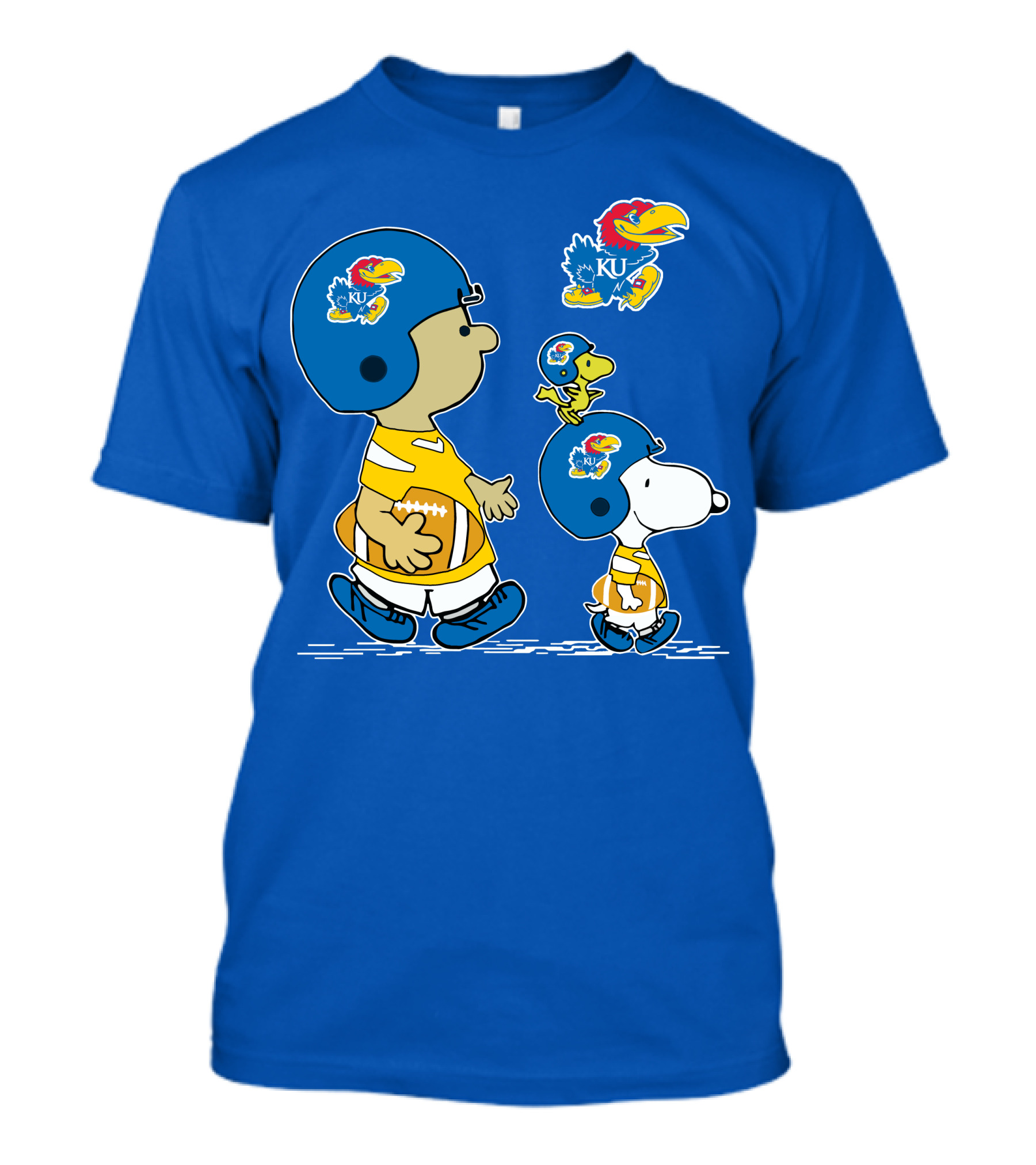 Kansas Jayhawks Football KU Snoopy And Woodstock Helmets T-Shirt
