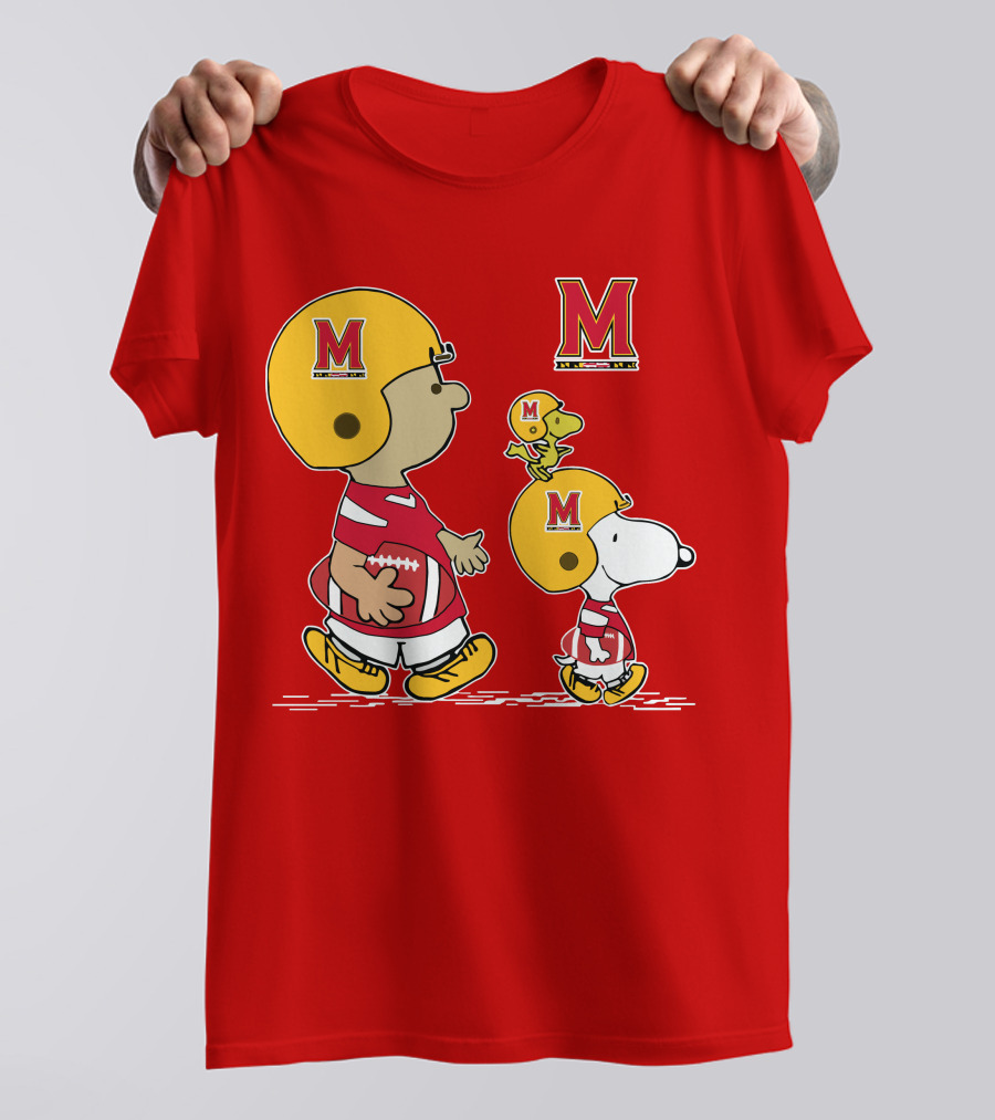 Maryland Terrapins Snoopy And Woodstock Football Fan Gear T-Shirt