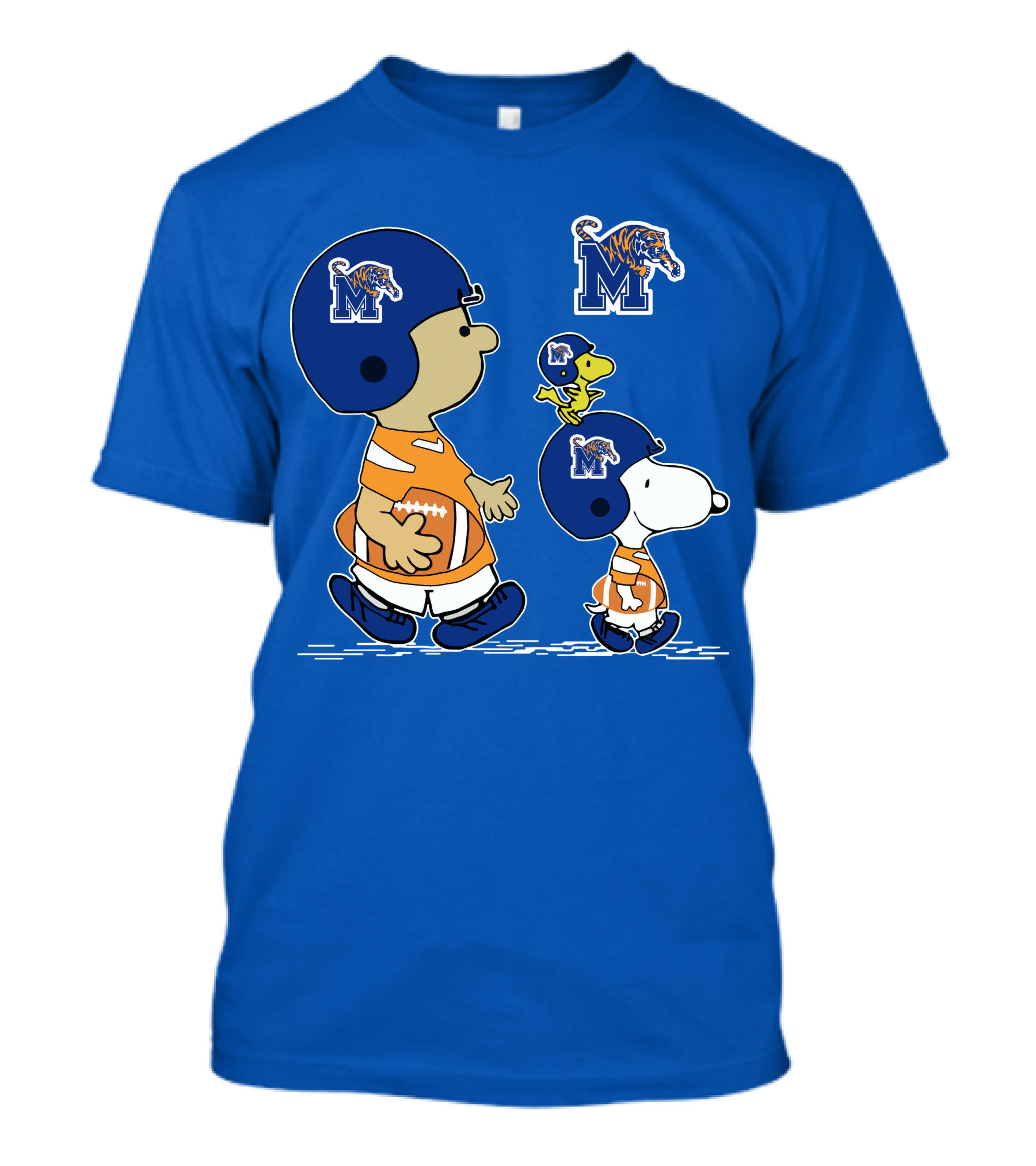 Memphis Tigers Snoopy Charlie Brown Woodstock Football Helmet T-Shirt