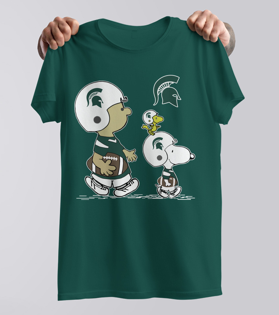 Michigan State Spartans Snoopy And Woodstock Football Gear T-Shirt