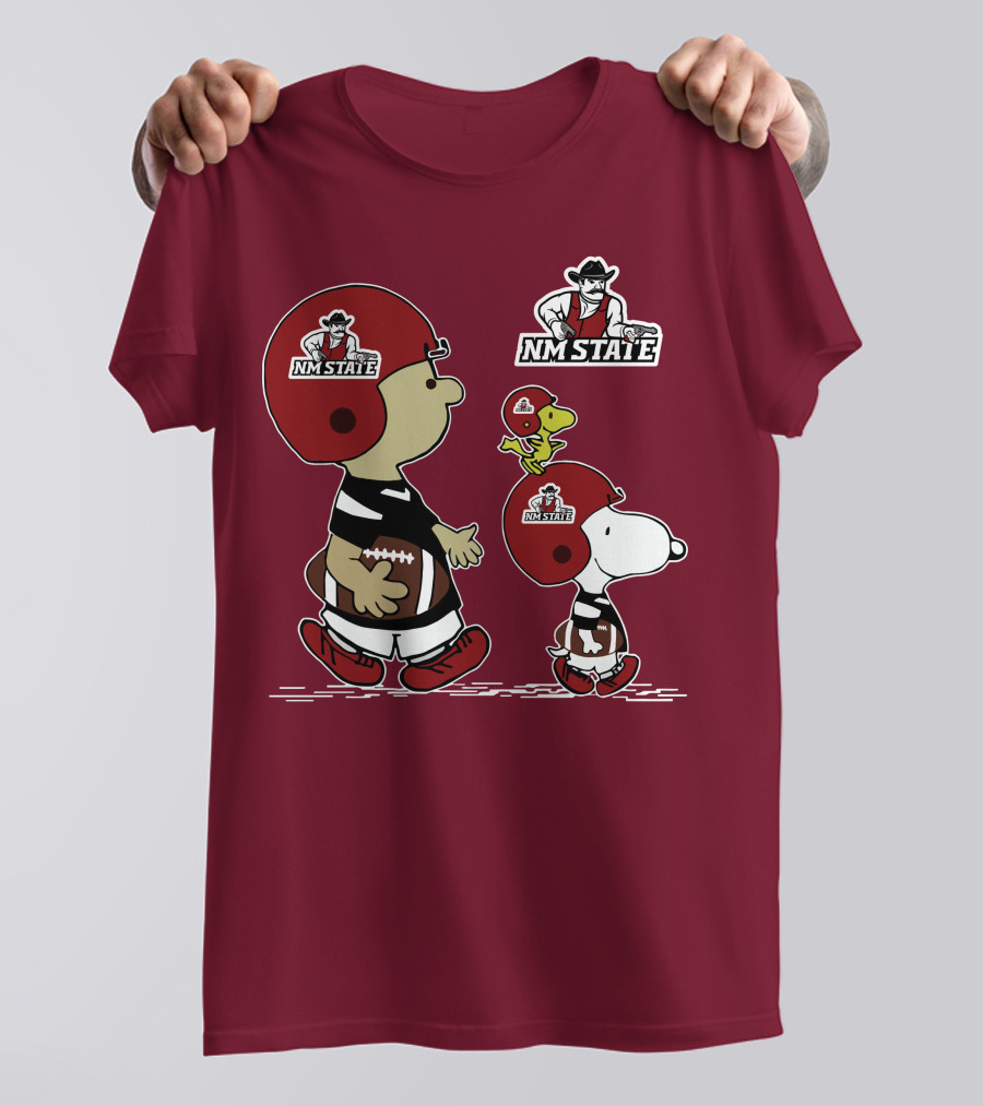NM State Snoopy Football Helmet Peanuts Characters T-Shirt