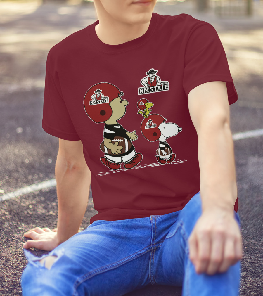 NM State Snoopy Football Helmet Peanuts Characters T-Shirt