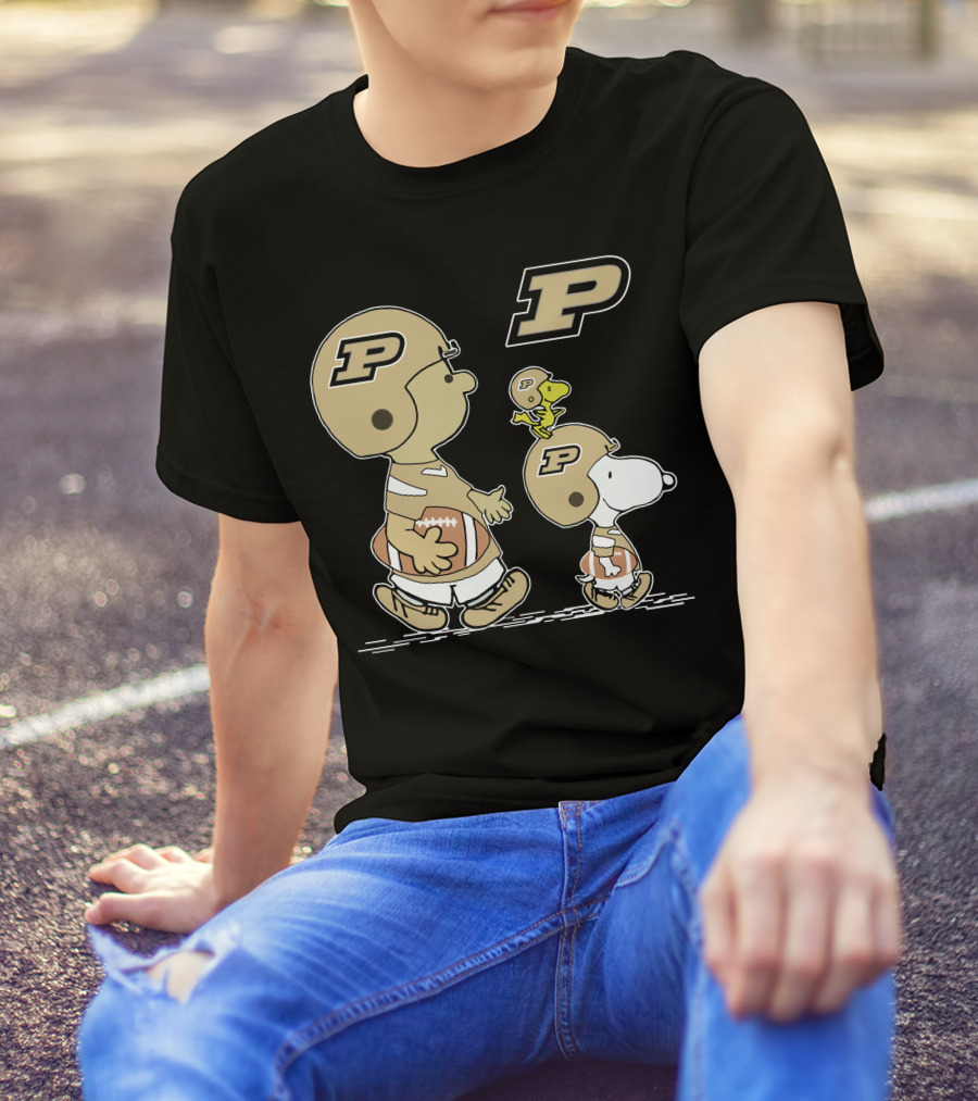 Purdue Football Snoopy And Woodstock Peanuts Collaboration T-Shirt