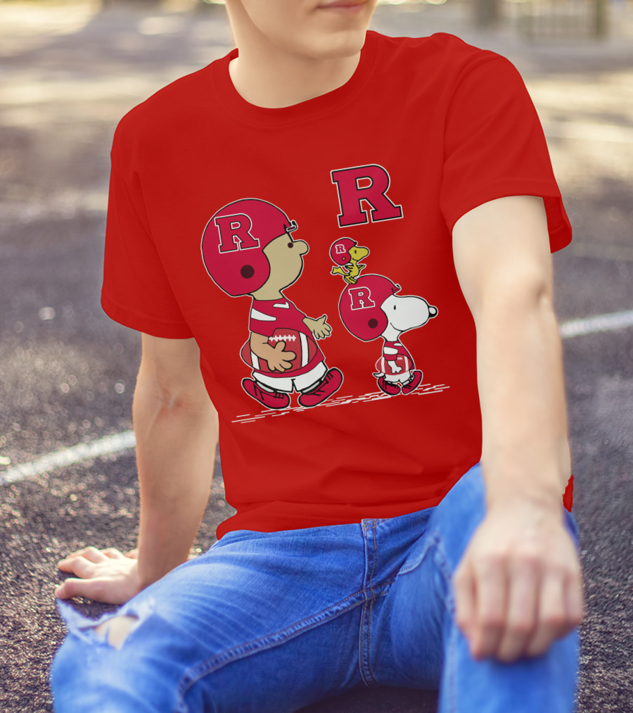 Rutgers Peanuts Snoopy Woodstock Football Helmet T-Shirt