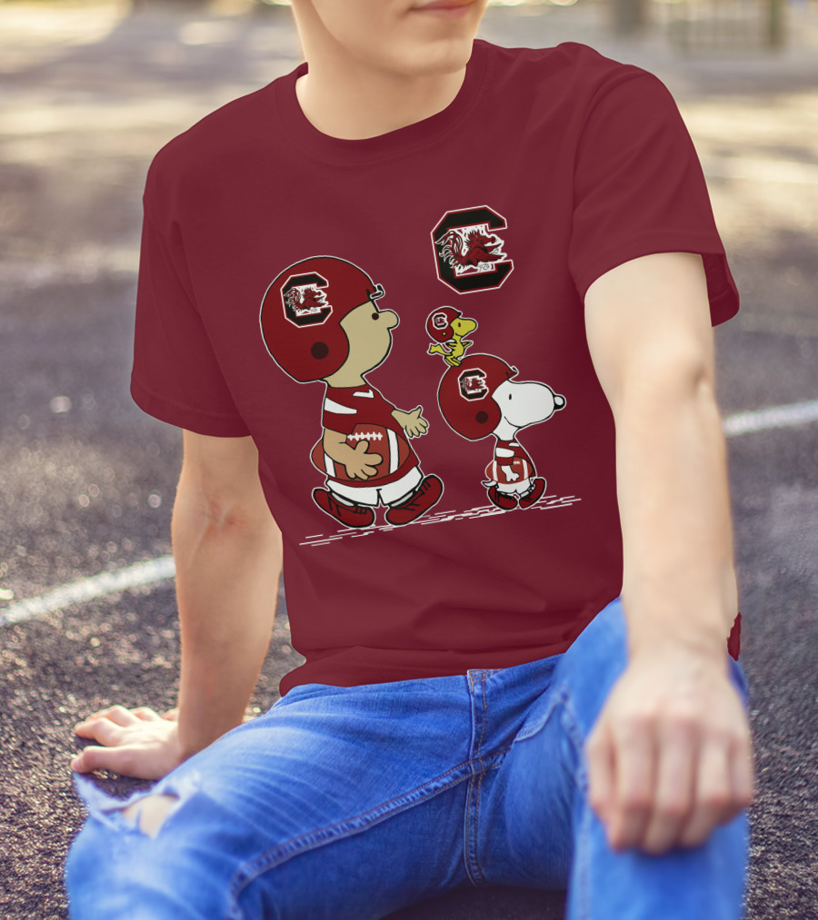 South Carolina Gamecocks Snoopy Football Peanuts Characters T-Shirt