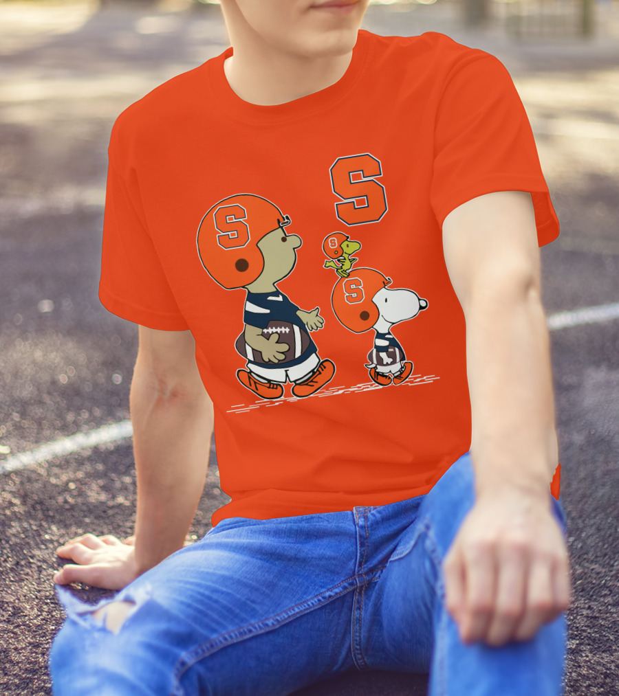 Syracuse Orange Snoopy Football Peanuts Characters T-Shirt