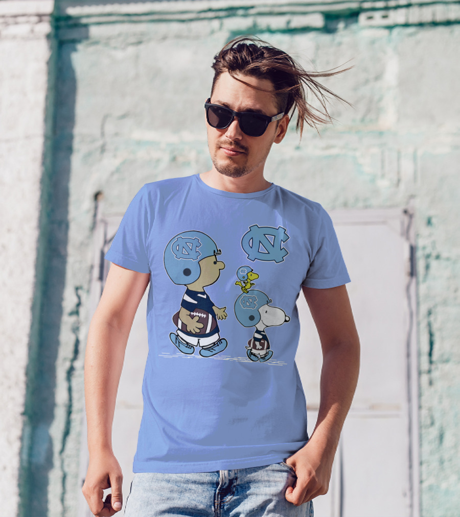Tar Heels Peanuts Snoopy Woodstock Football UNC T-Shirt