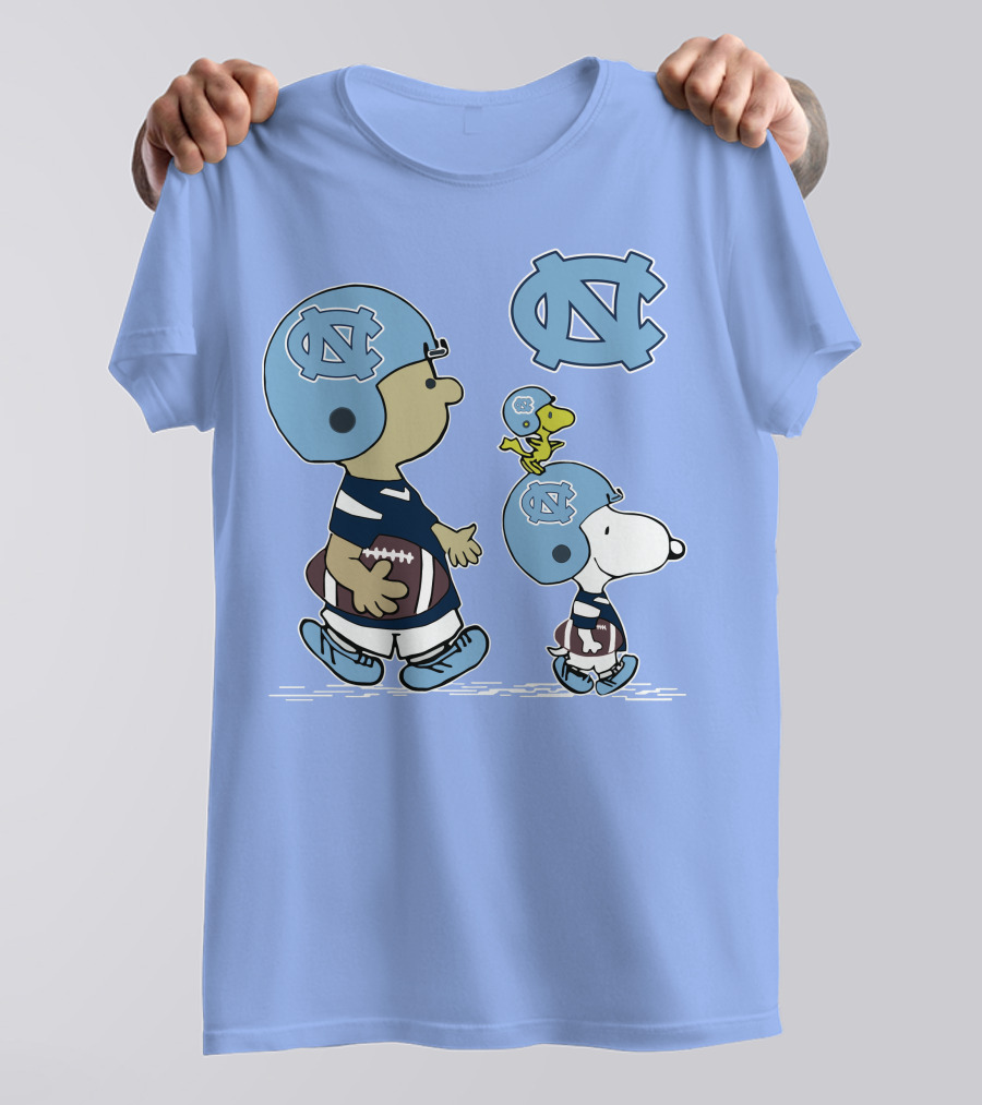 Tar Heels Peanuts Snoopy Woodstock Football UNC T-Shirt
