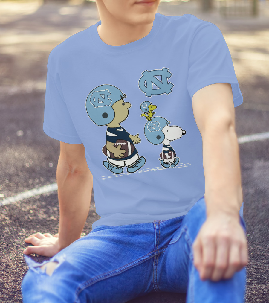 Tar Heels Peanuts Snoopy Woodstock Football UNC T-Shirt