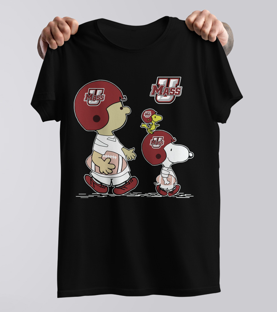 Umass Snoopy And Woodstock Peanuts Football Characters T-Shirt