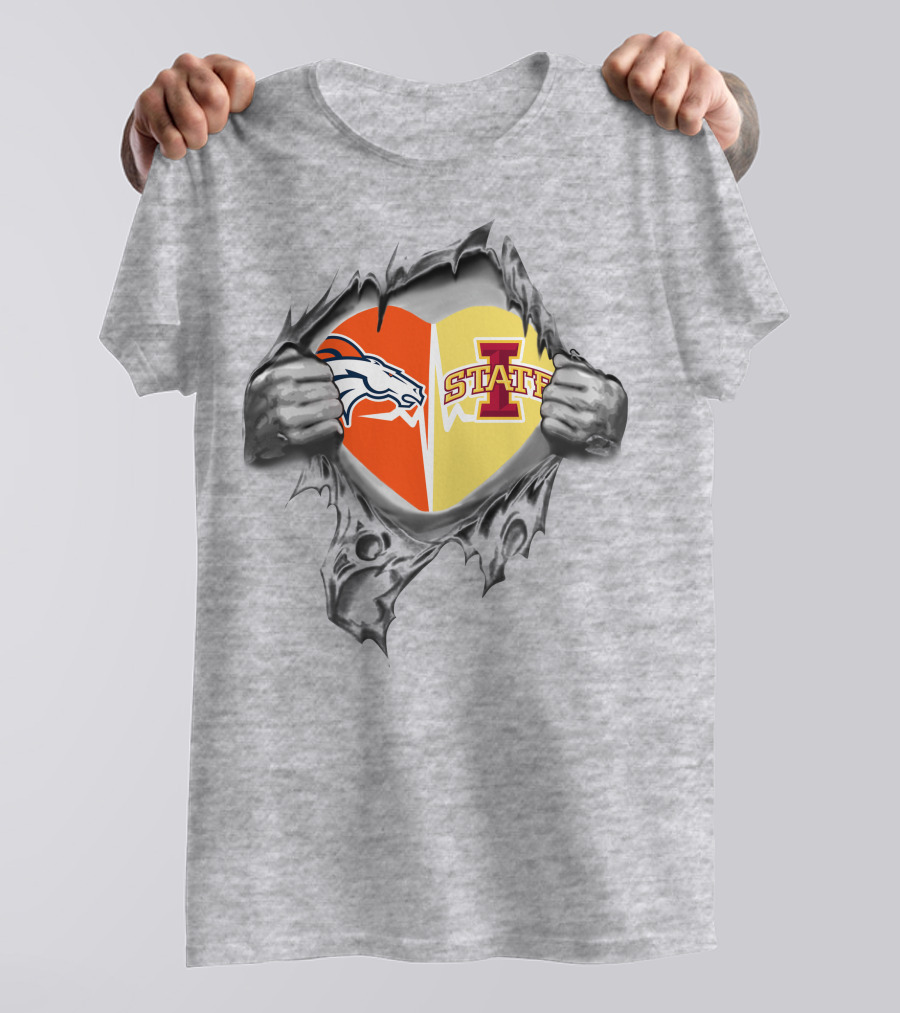 Broncos Iowa State Dual Heart Spirit Team T-Shirt