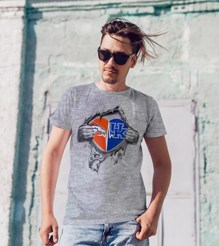 Broncos Kentucky Heart Logo Inside Torn Chest T-Shirt