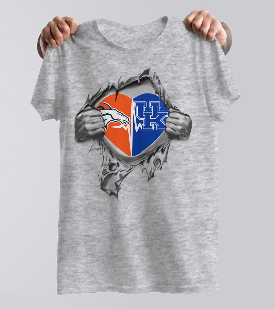 Broncos Kentucky Heart Logo Inside Torn Chest T-Shirt