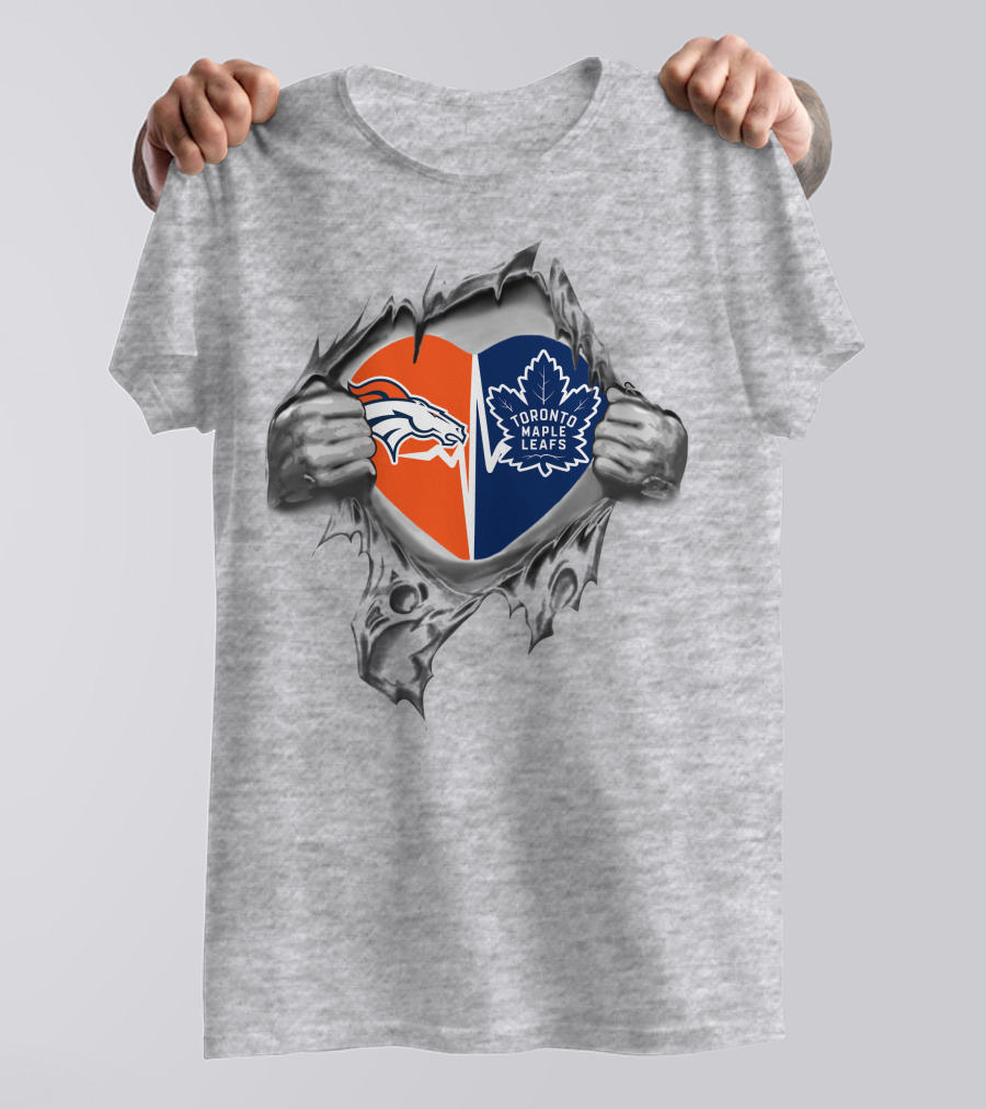 Broncos Toronto Maple Leafs Heart Logo Combination T-Shirt