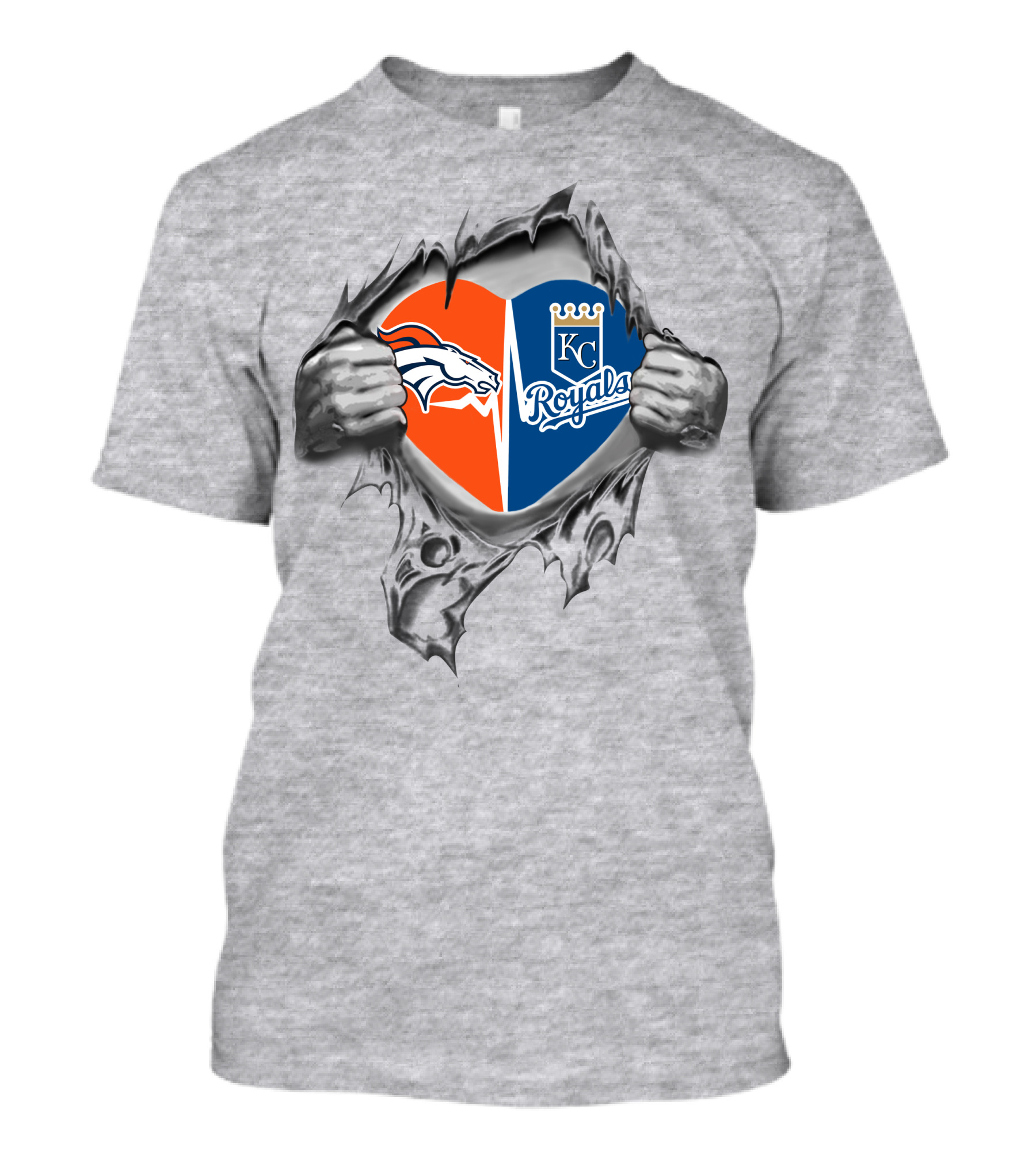 Broncos Royals Heartbeat Dual Team Passion T-Shirt