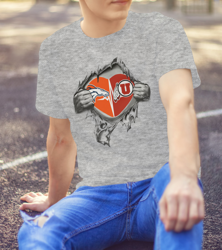 Broncos Utah Heartbeat Rip Claw T-Shirt