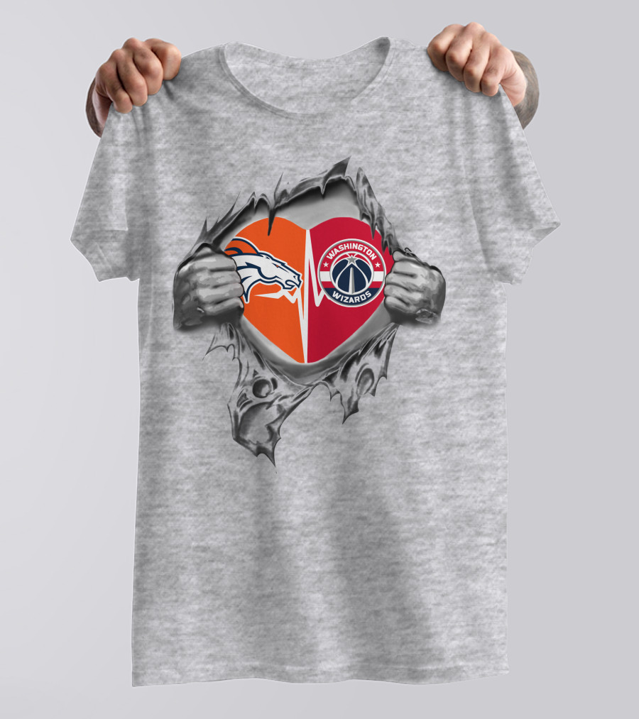 Denver Broncos Washington Wizards Heart T-Shirt